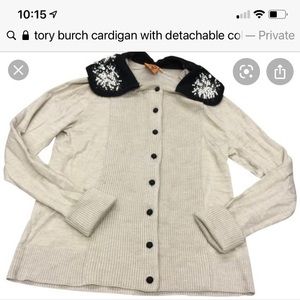 Tory birch cardigan size L with detachable collar